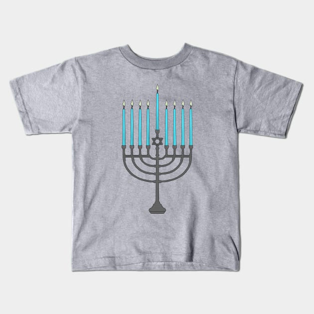 Menorah Chanukiah Jewish Holiday of Hanukkah Kids T-Shirt by DiegoCarvalho